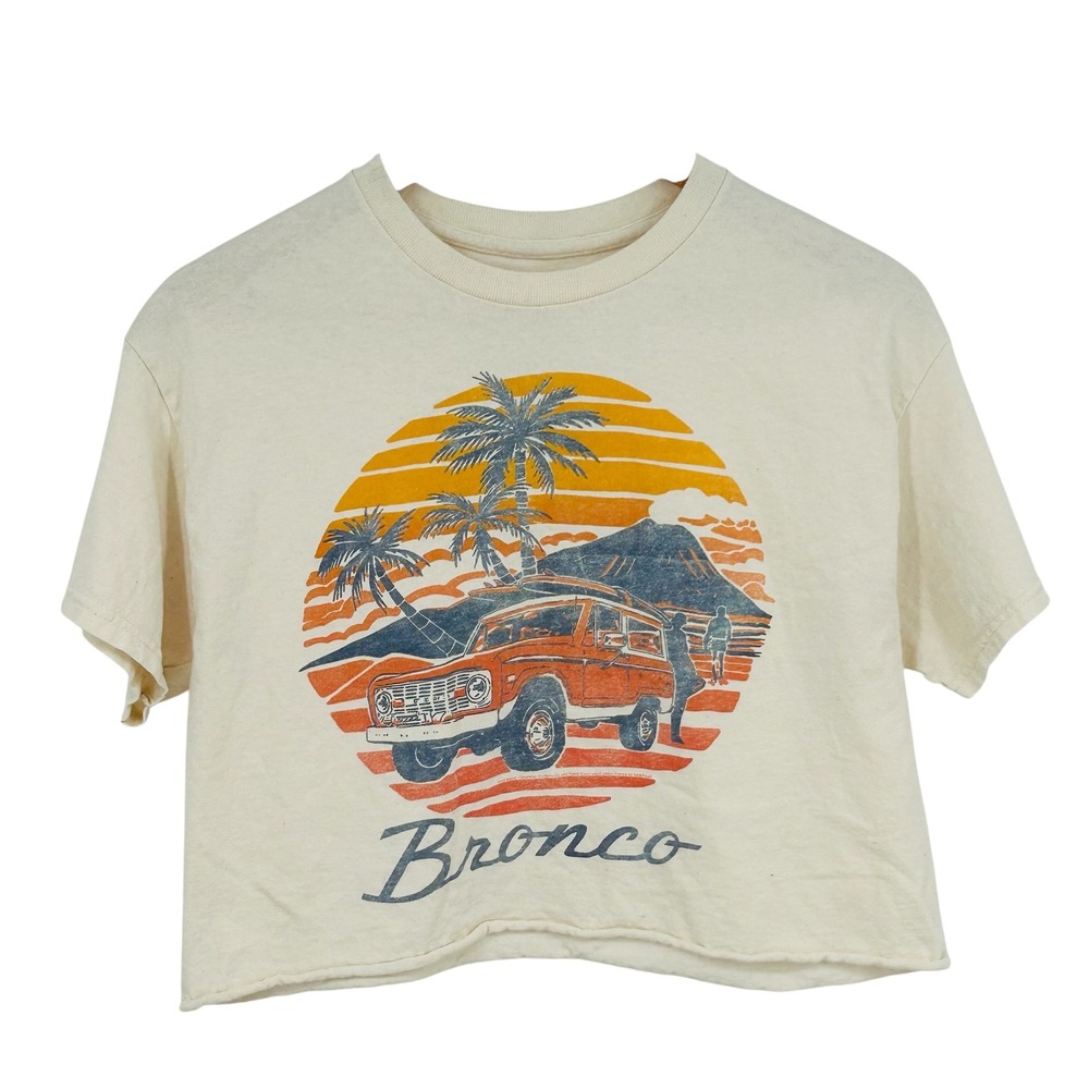 Junk Food Clothing Ford Bronco Graphic Crop Top Cream Small
